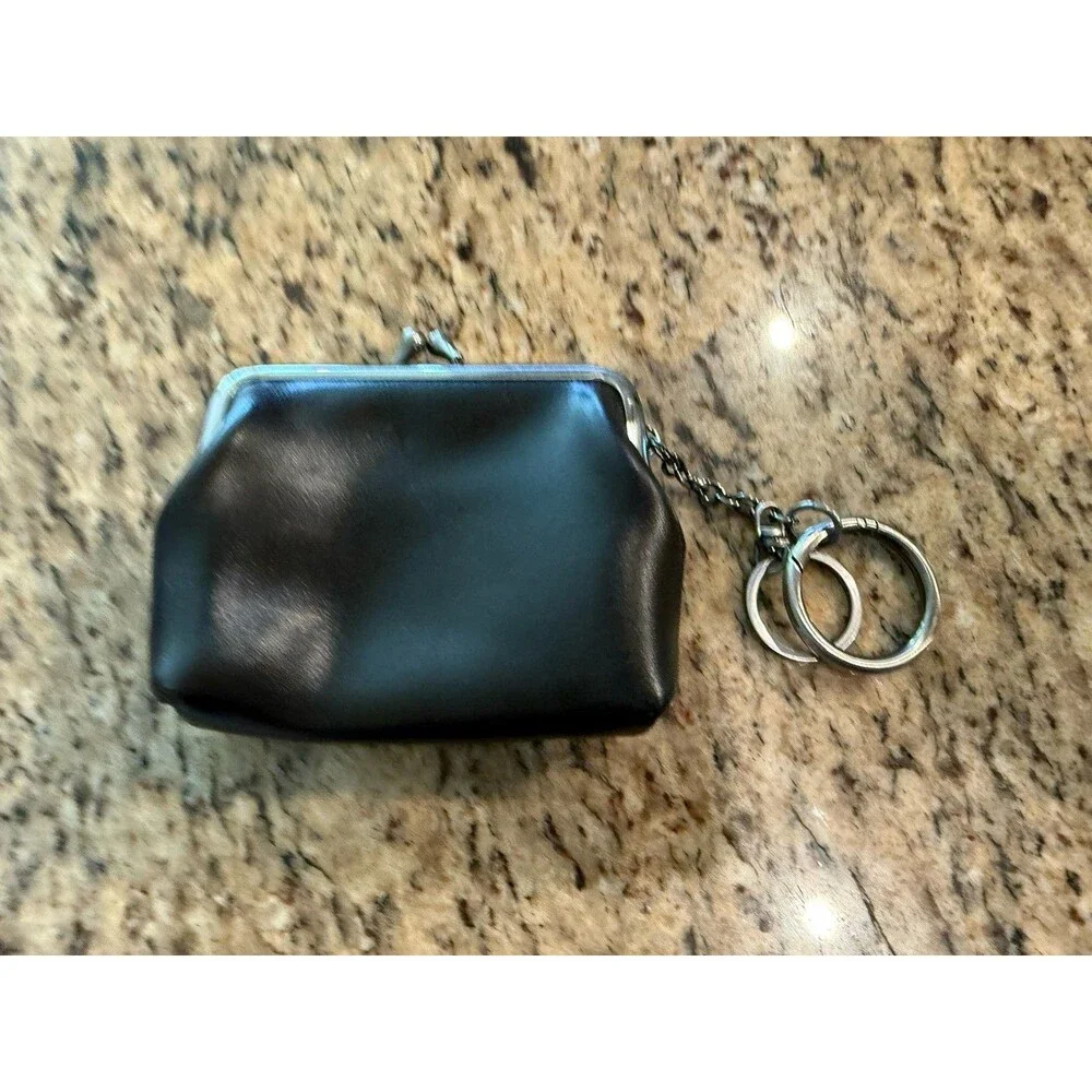 Patricia Nash Borse Black Leather Kisslock Coin Purse Pouch RFID